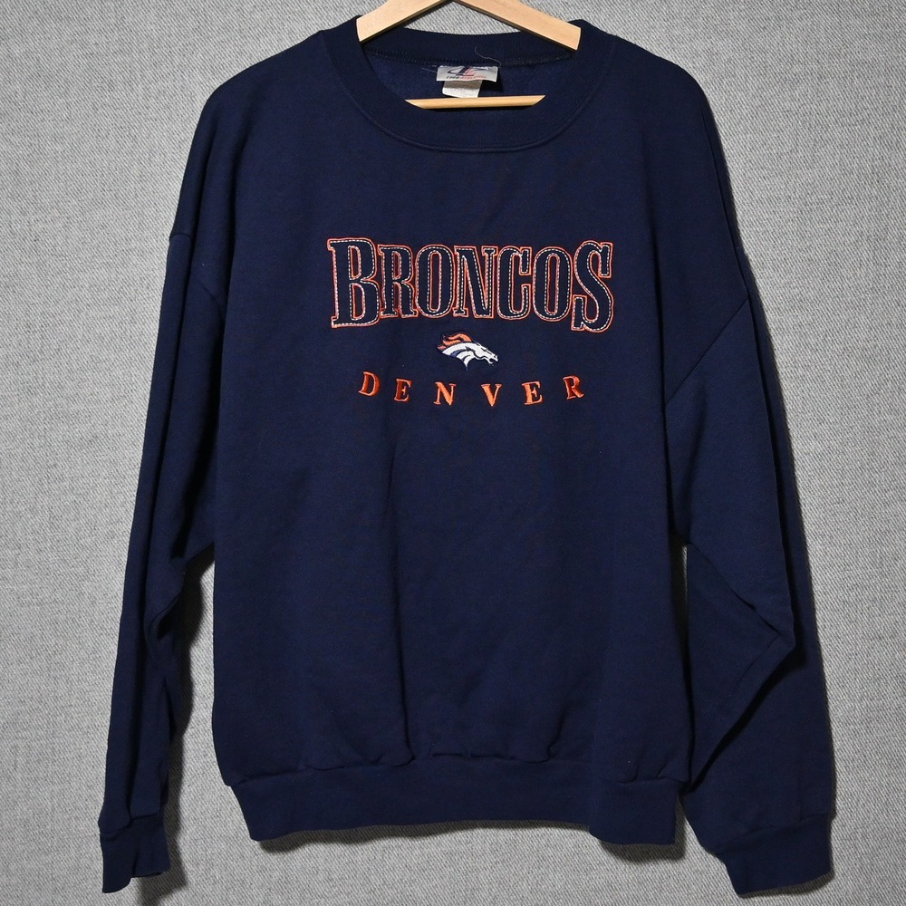 Logo Athletic Denver Broncos Sweatshirt Mens XL Navy Blue Vintage NFL 801LA